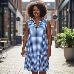 Draper James & Lands End Blue and White Gingham Dress